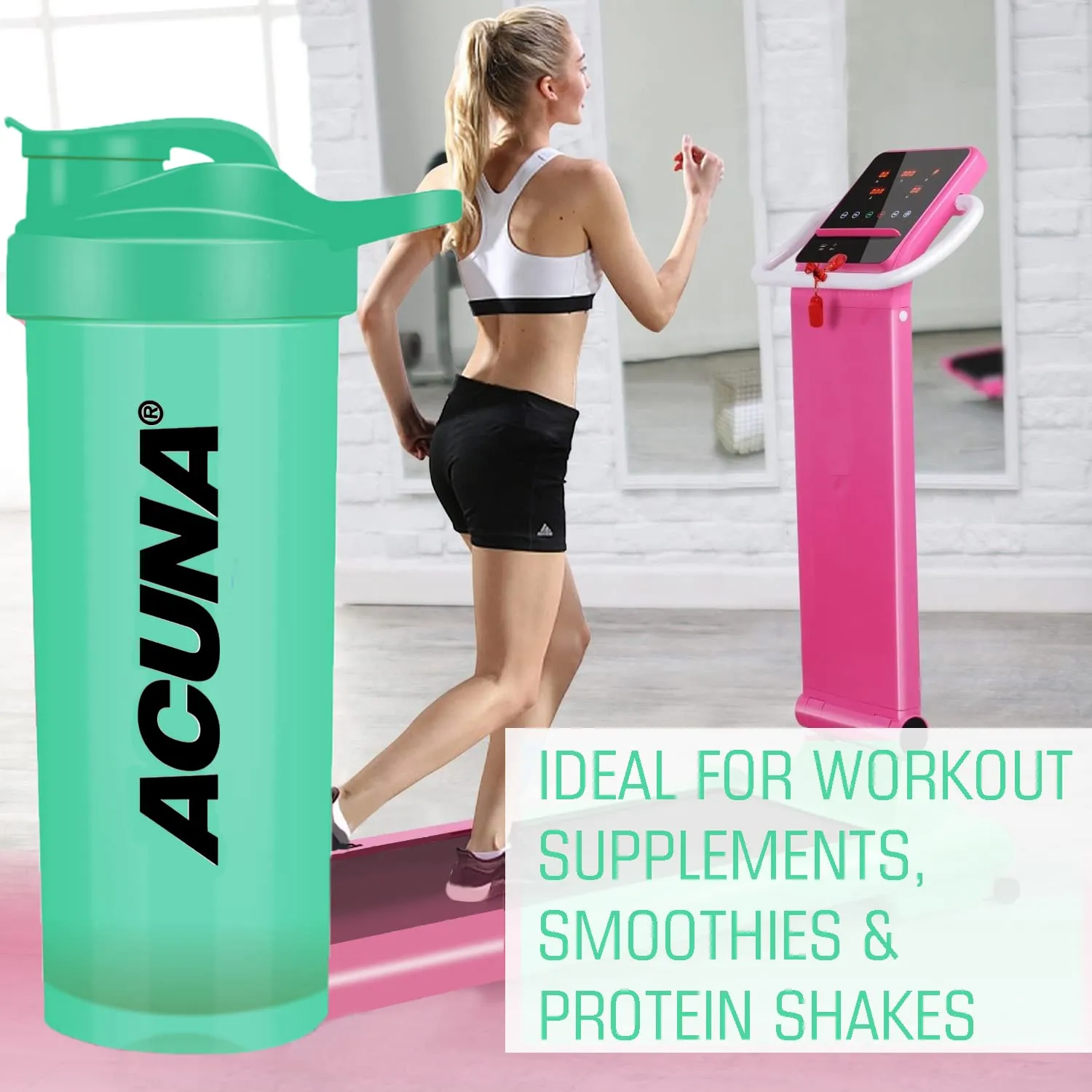 ACUNA Shaker Bottle For Protein Powder 700 ml - Protein Shaker Bottle With Mixer Ball, BPA Free Leak Proof Screw On Lid With Flip Top, Sports Gym Supplement Protein Powder Shake Bottle (Green) Green