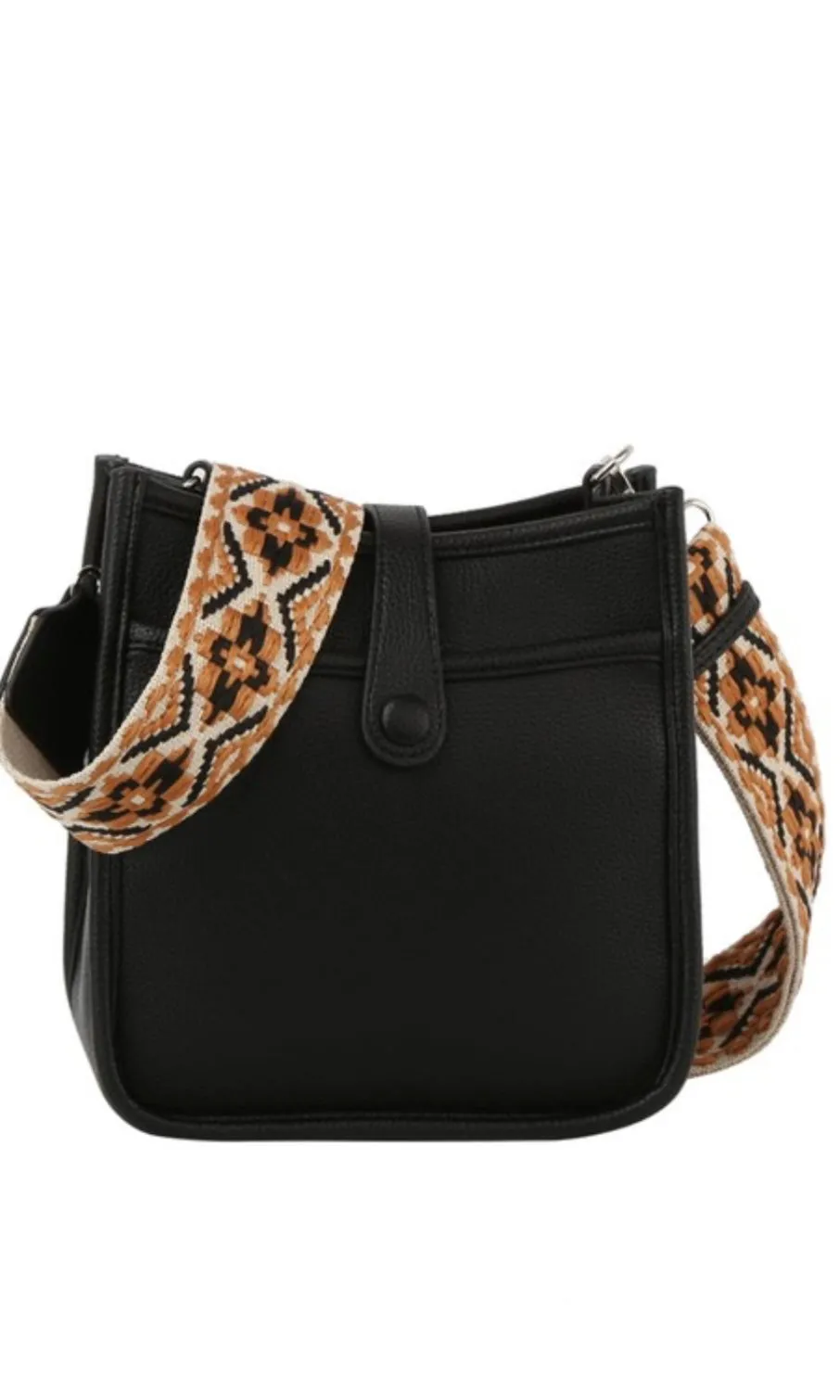 Bessa Black Guitar Strap Vegan Leather Crossbody Handbag