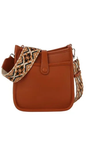Bessa Brown Guitar Strap Vegan Leather Crossbody Handbag