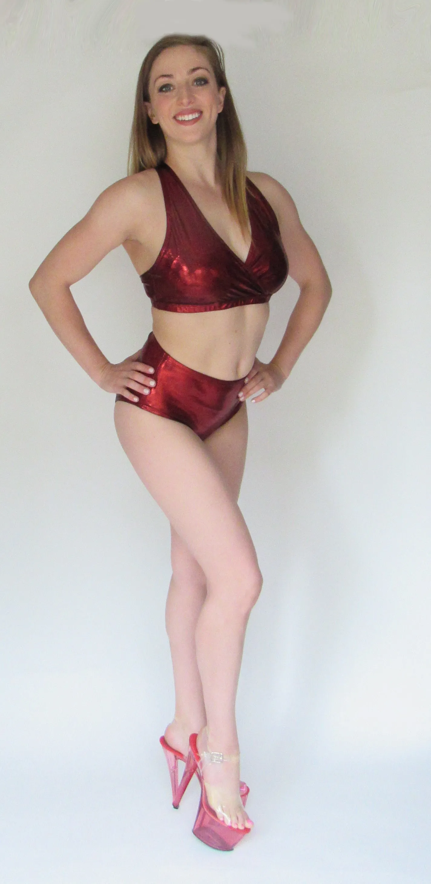 Bottoms, Ruby Red Twinkle (mid-waist, high-leg, scrunch-back)