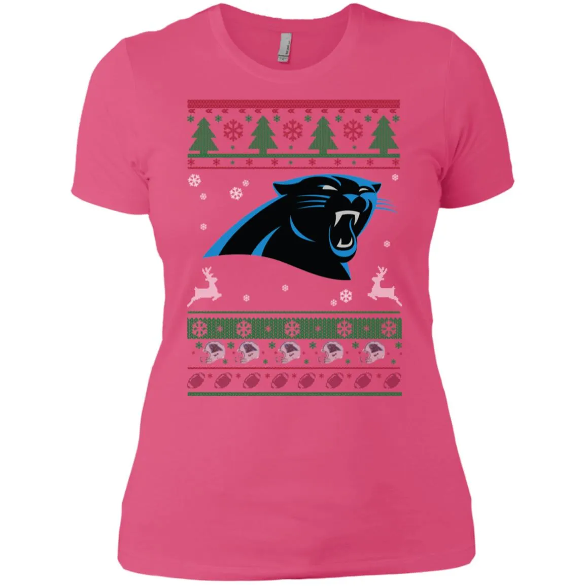 Carolina Panthers Logo Football Teams Ugly Christmas Sweater Women T-Shirt