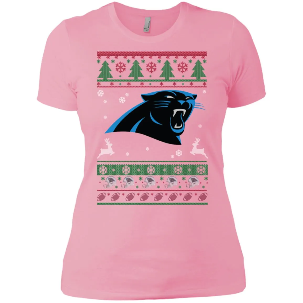 Carolina Panthers Logo Football Teams Ugly Christmas Sweater Women T-Shirt