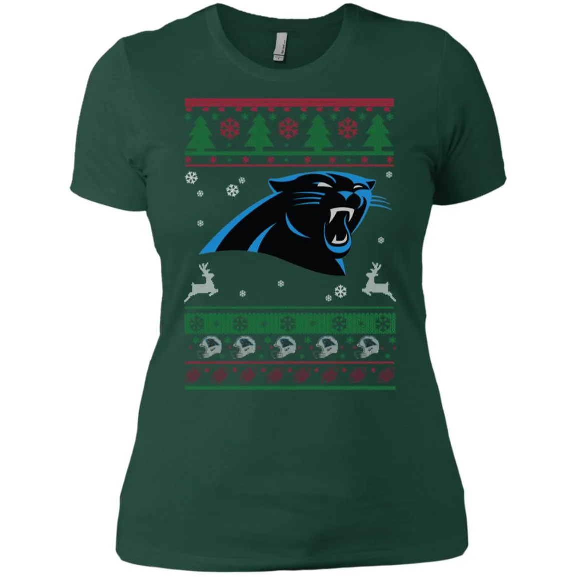Carolina Panthers Logo Football Teams Ugly Christmas Sweater Women T-Shirt