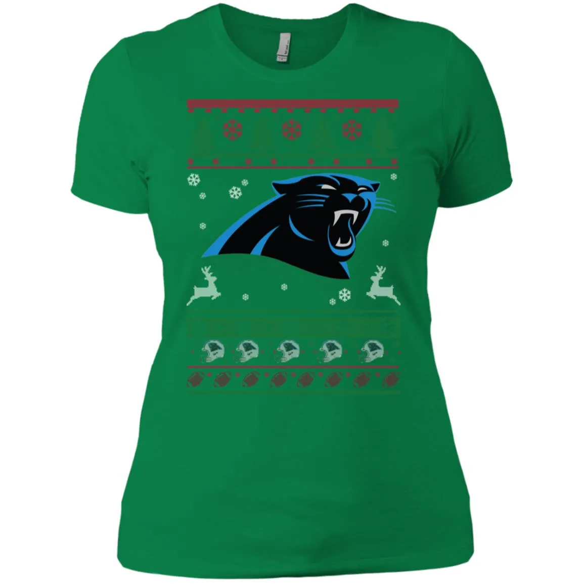 Carolina Panthers Logo Football Teams Ugly Christmas Sweater Women T-Shirt