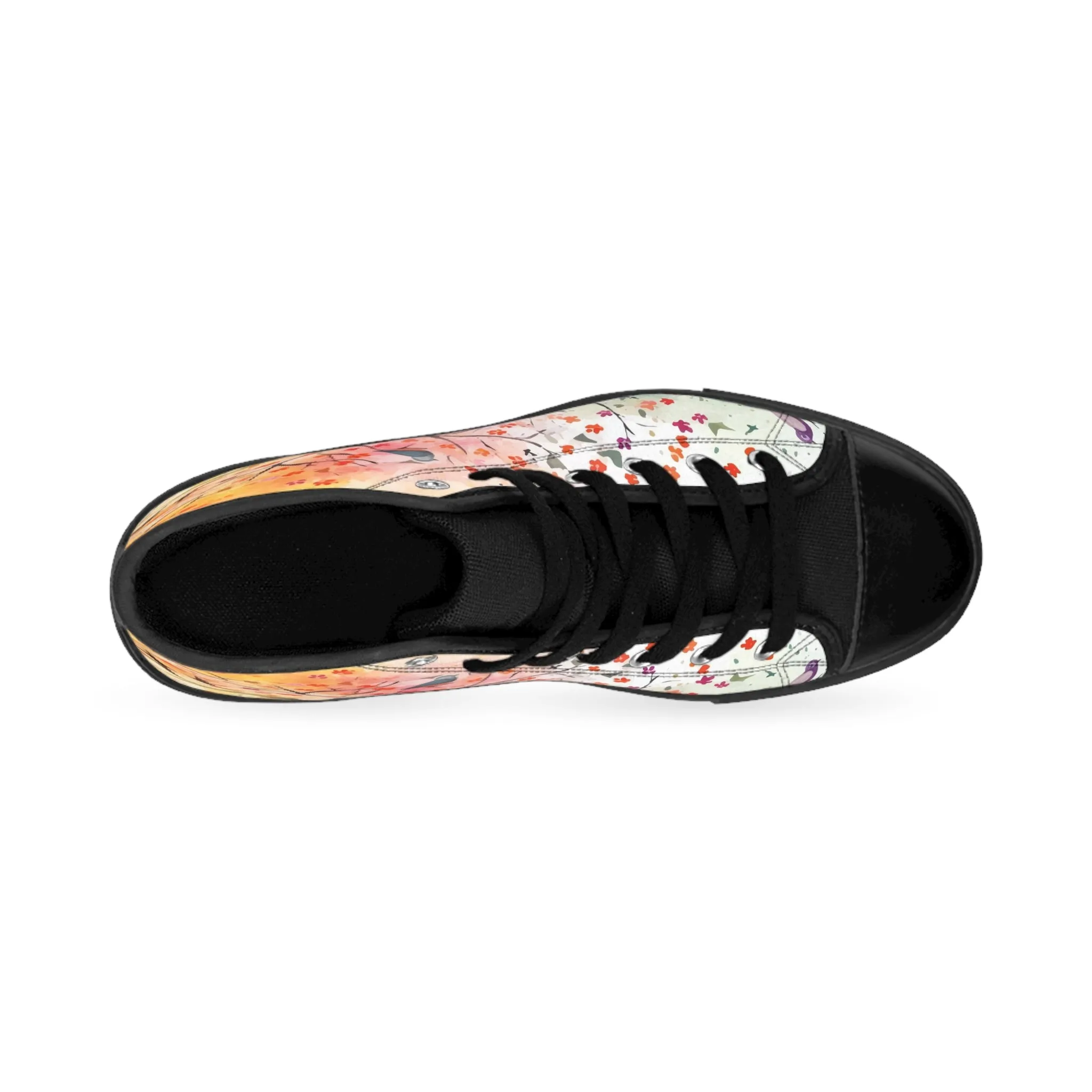 Colorful Watercolor Tree and Bird Women's Classic Sneakers
