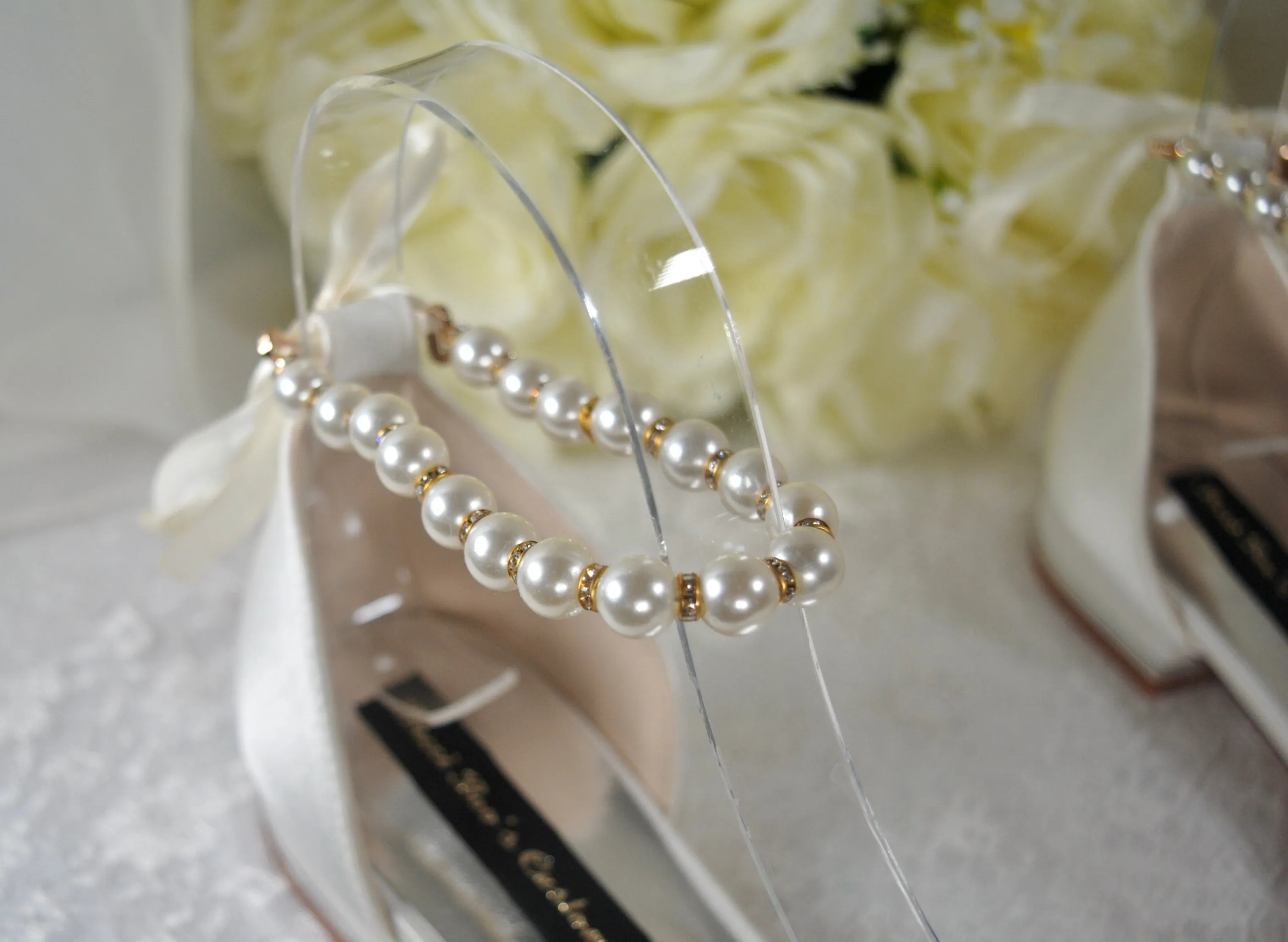 Crochet Lace Flats - Large Pearl Appliqué