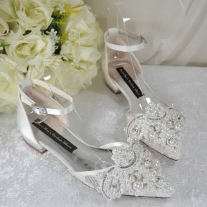 Crochet Lace Flats - Large Pearl Appliqué