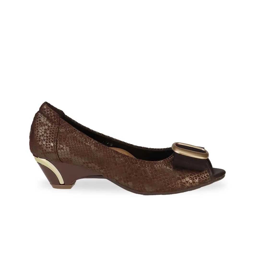 [EXTRA 20% off at cart] Vintage Print Arch-support Pumps with Ribbon Buckle [ODD SIZES LEFT]]