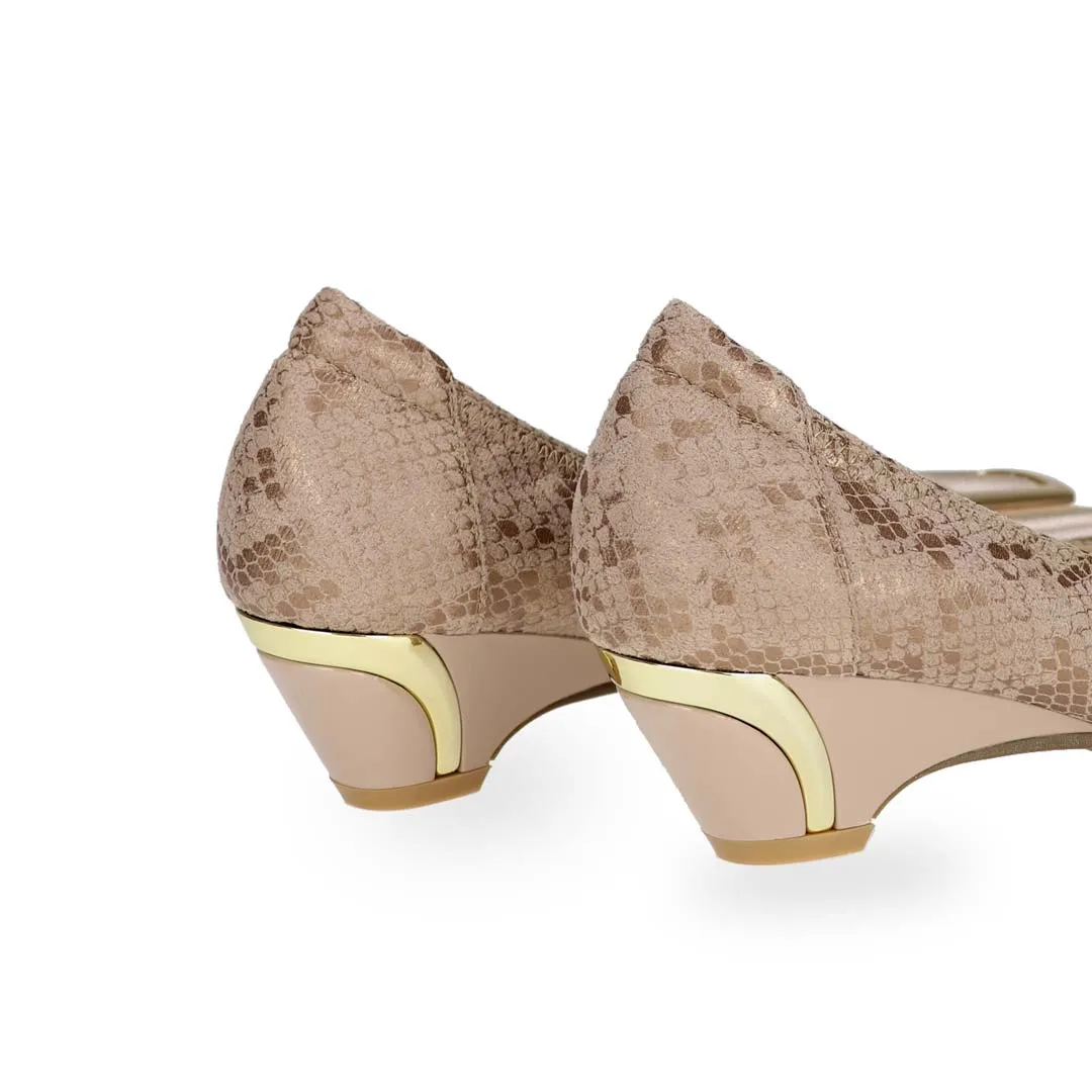 [EXTRA 20% off at cart] Vintage Print Arch-support Pumps with Ribbon Buckle [ODD SIZES LEFT]]
