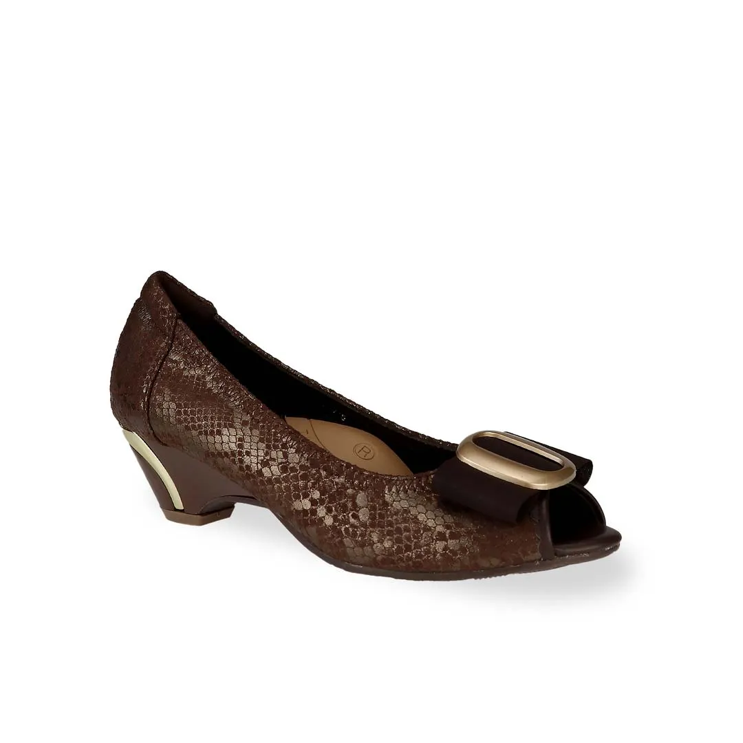 [EXTRA 20% off at cart] Vintage Print Arch-support Pumps with Ribbon Buckle [ODD SIZES LEFT]]