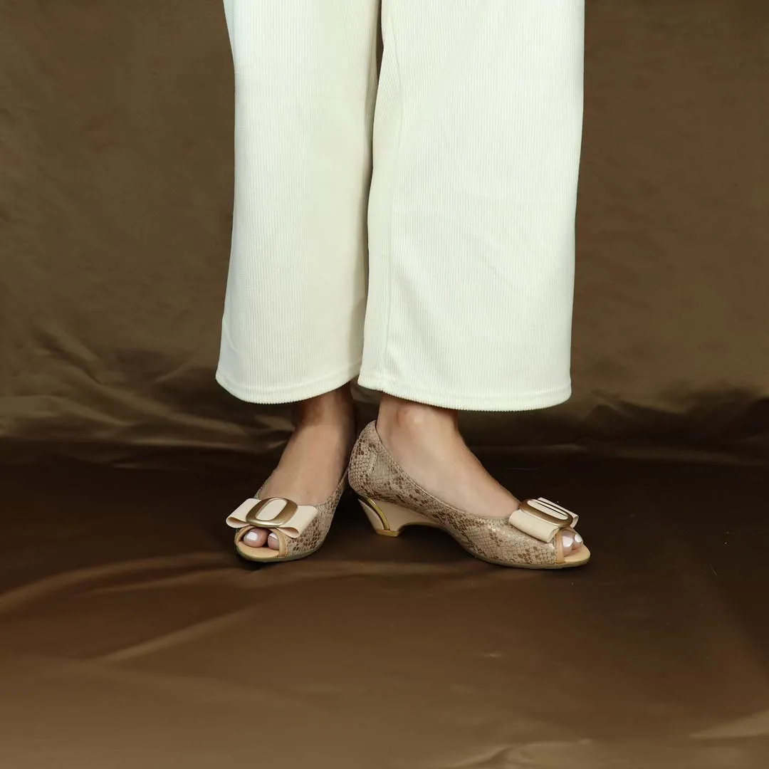 [EXTRA 20% off at cart] Vintage Print Arch-support Pumps with Ribbon Buckle [ODD SIZES LEFT]]