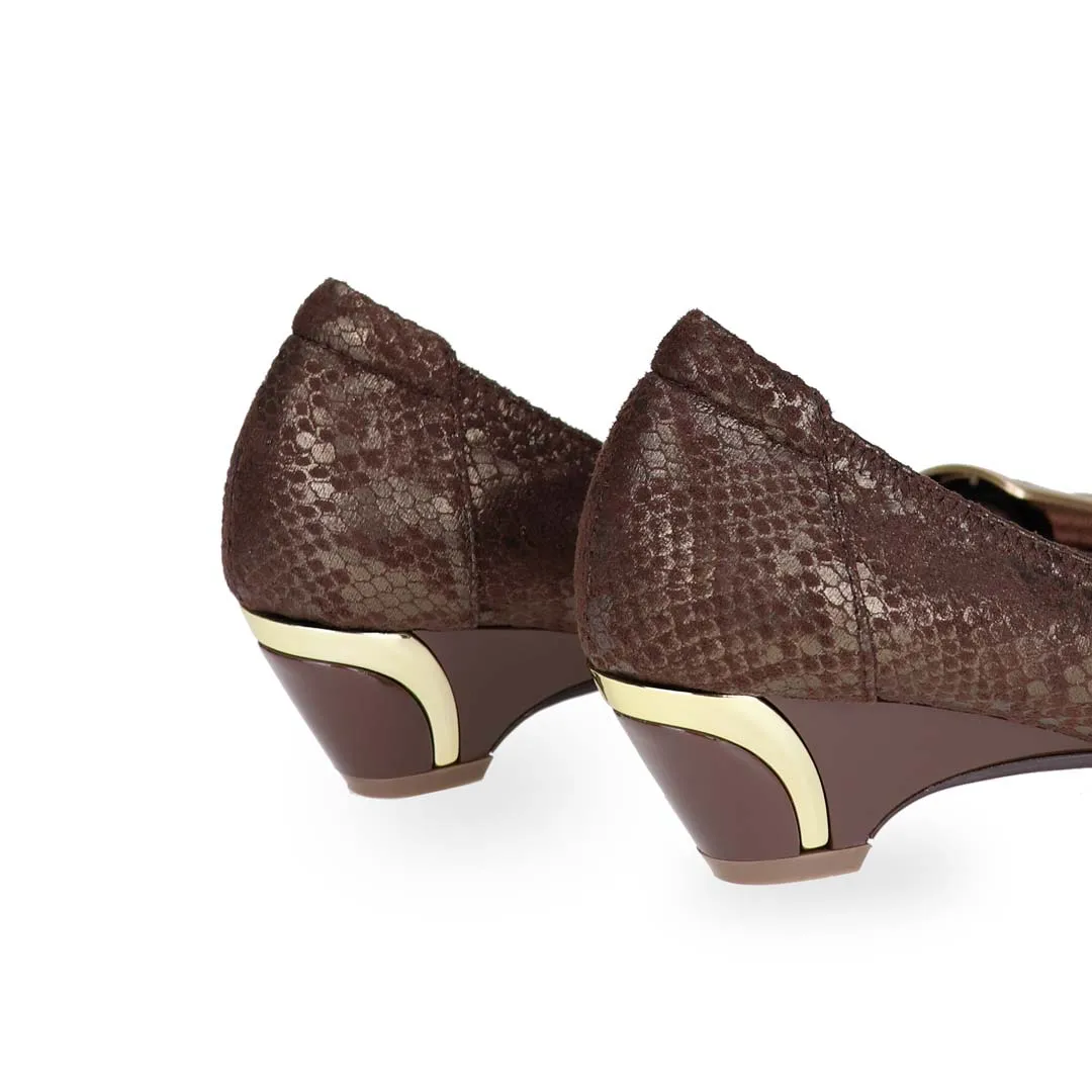 [EXTRA 20% off at cart] Vintage Print Arch-support Pumps with Ribbon Buckle [ODD SIZES LEFT]]