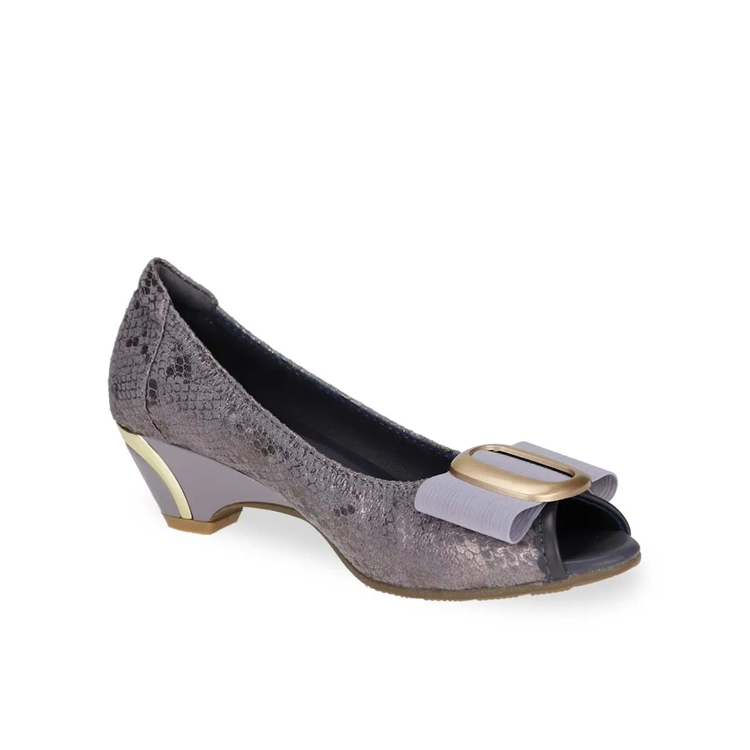 [EXTRA 20% off at cart] Vintage Print Arch-support Pumps with Ribbon Buckle [ODD SIZES LEFT]]