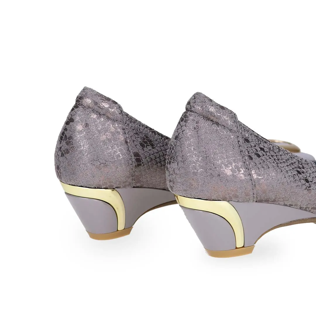 [EXTRA 20% off at cart] Vintage Print Arch-support Pumps with Ribbon Buckle [ODD SIZES LEFT]]
