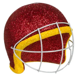 Football Helmet Ornament: Crimson Red & Yellow (4")
