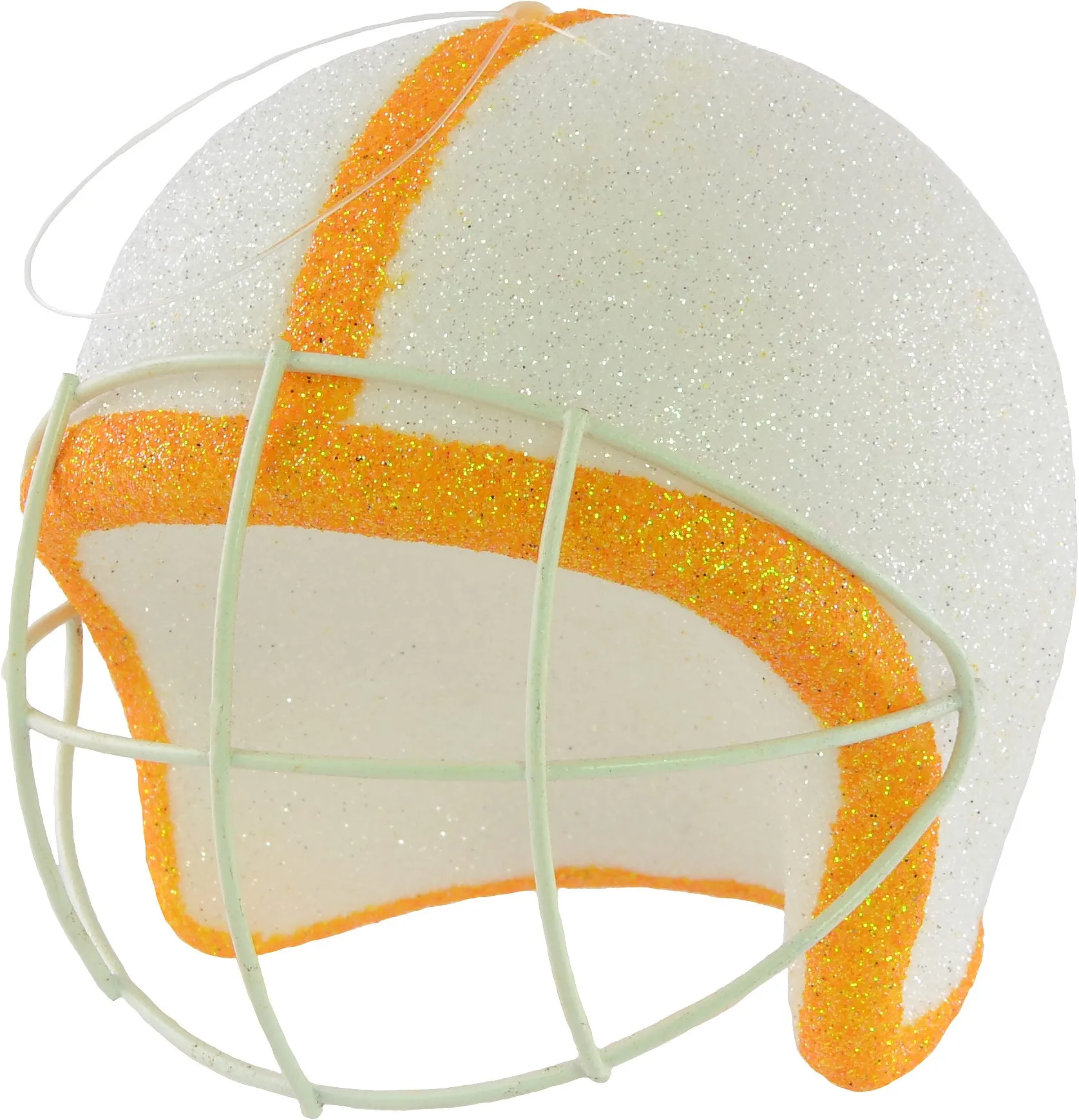 Football Helmet Ornament: White & Orange (4")
