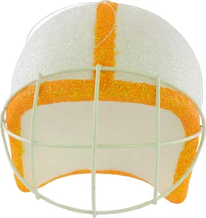 Football Helmet Ornament: White & Orange (4")