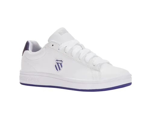 K-Swiss Women's Court Shield White Dawn Blue Blue Metallic Shoes