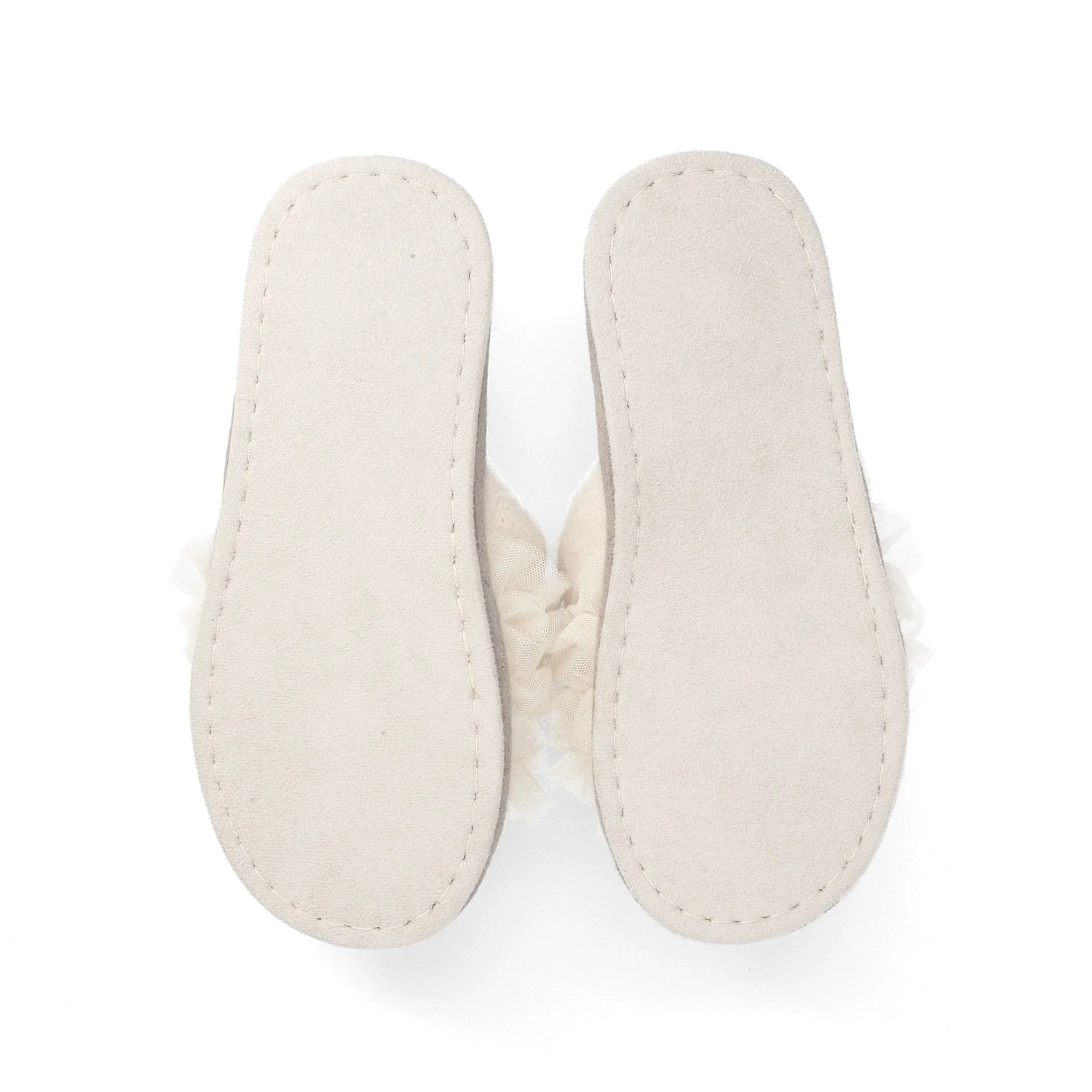 Knit Frill Room Shoes Ivory
