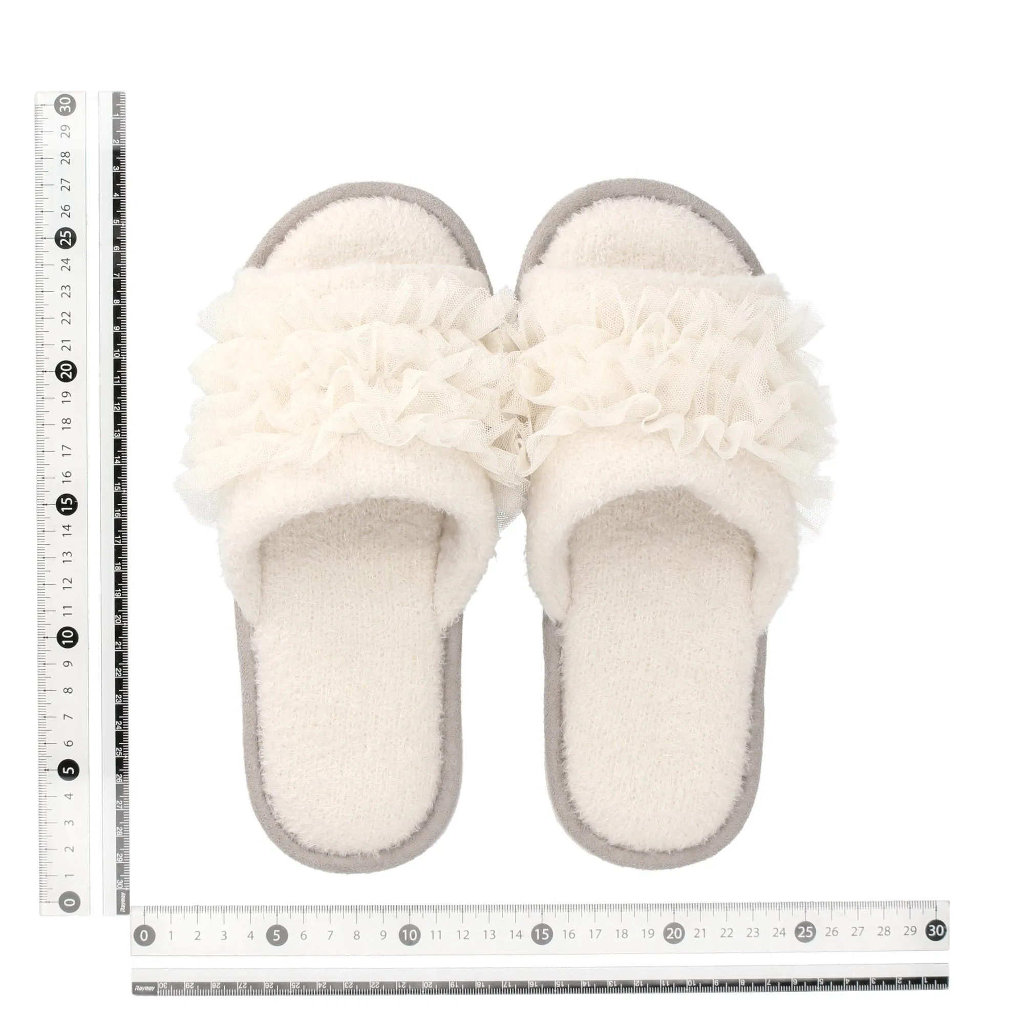 Knit Frill Room Shoes Ivory