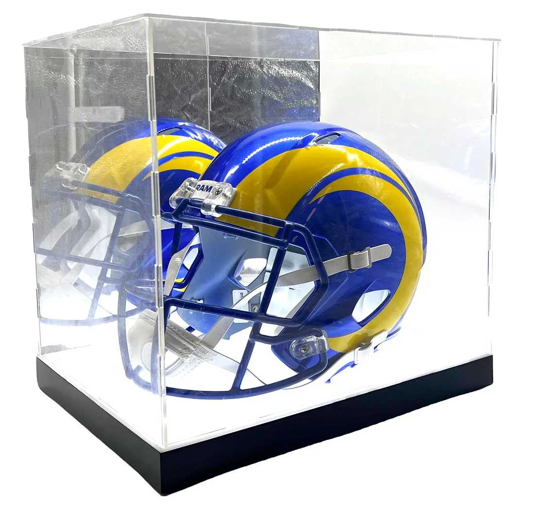 LED Lights Full Size Football Helmet or Sneakers Acrylic Display Case Showcase Box UV  Mirror Memorabilia Storage Box with Base Dustproof