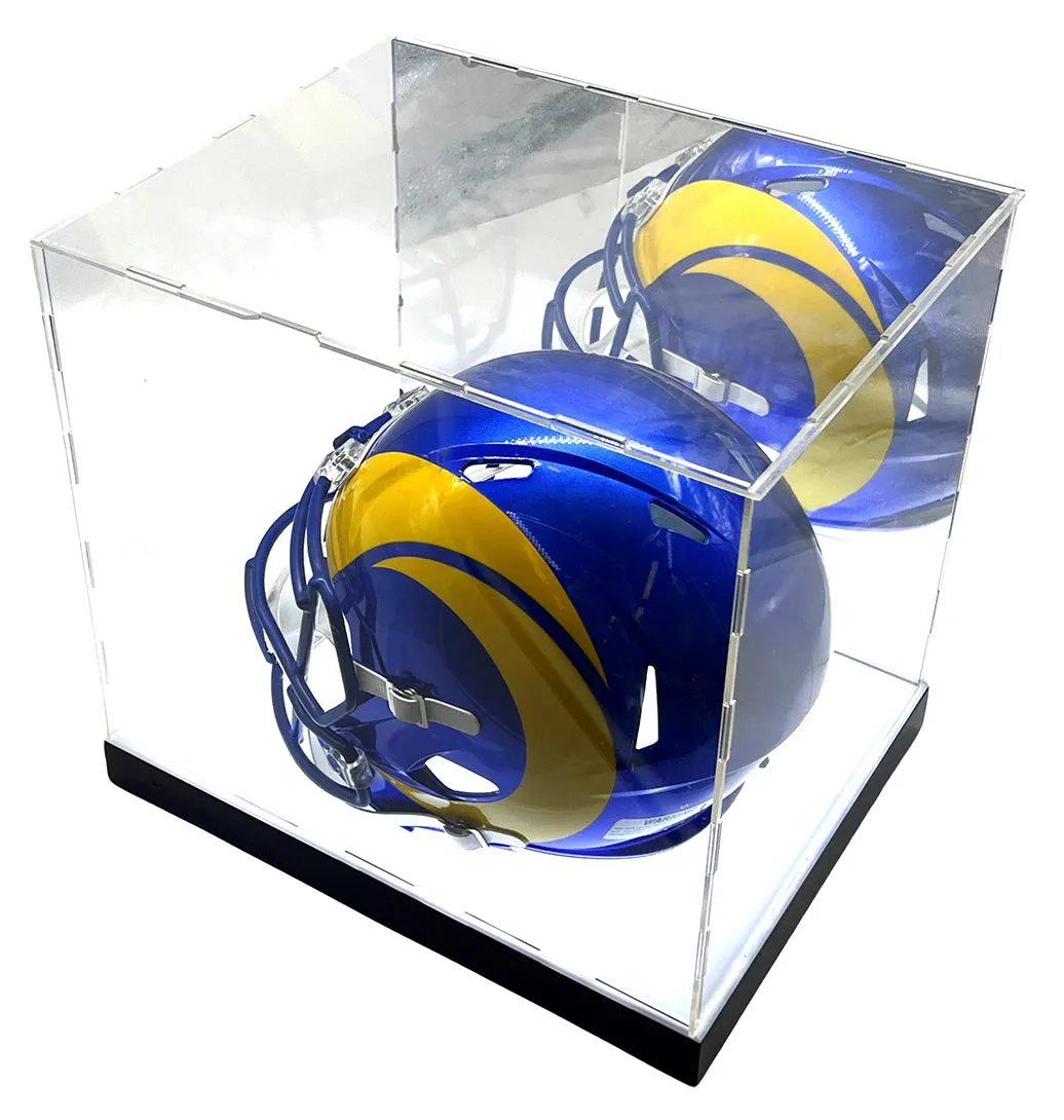 LED Lights Full Size Football Helmet or Sneakers Acrylic Display Case Showcase Box UV  Mirror Memorabilia Storage Box with Base Dustproof