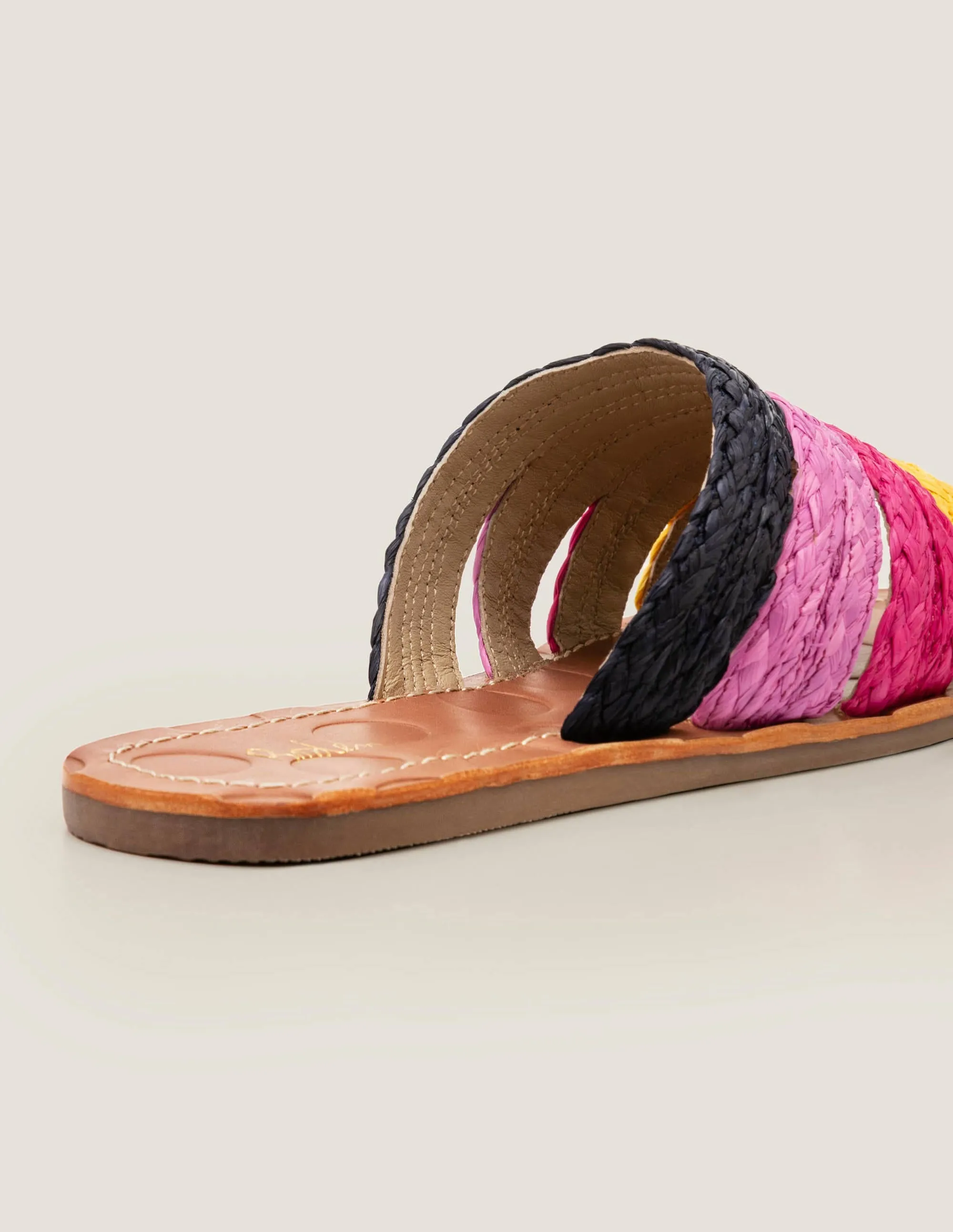 Leonora Raffia Slides-Multi