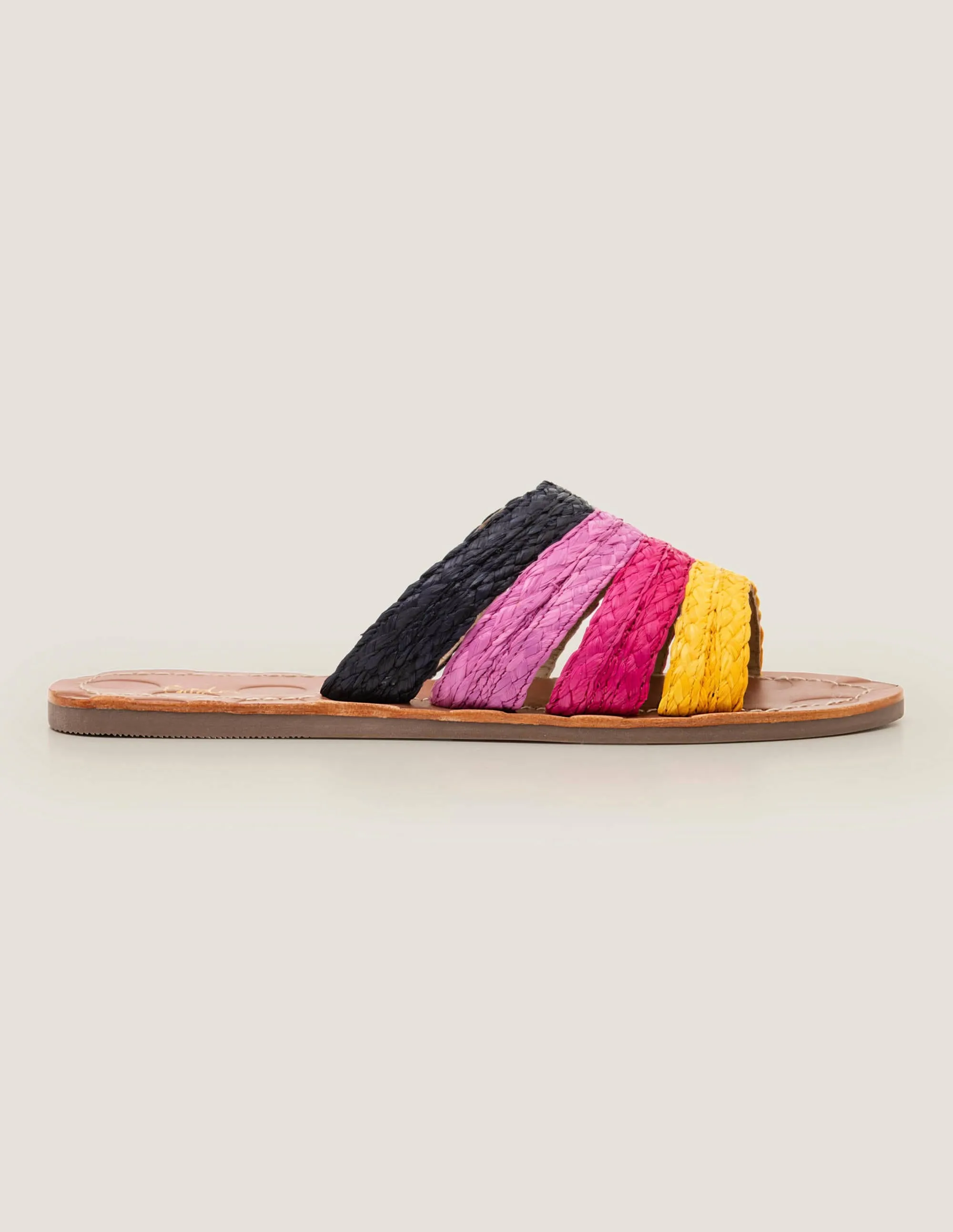 Leonora Raffia Slides-Multi