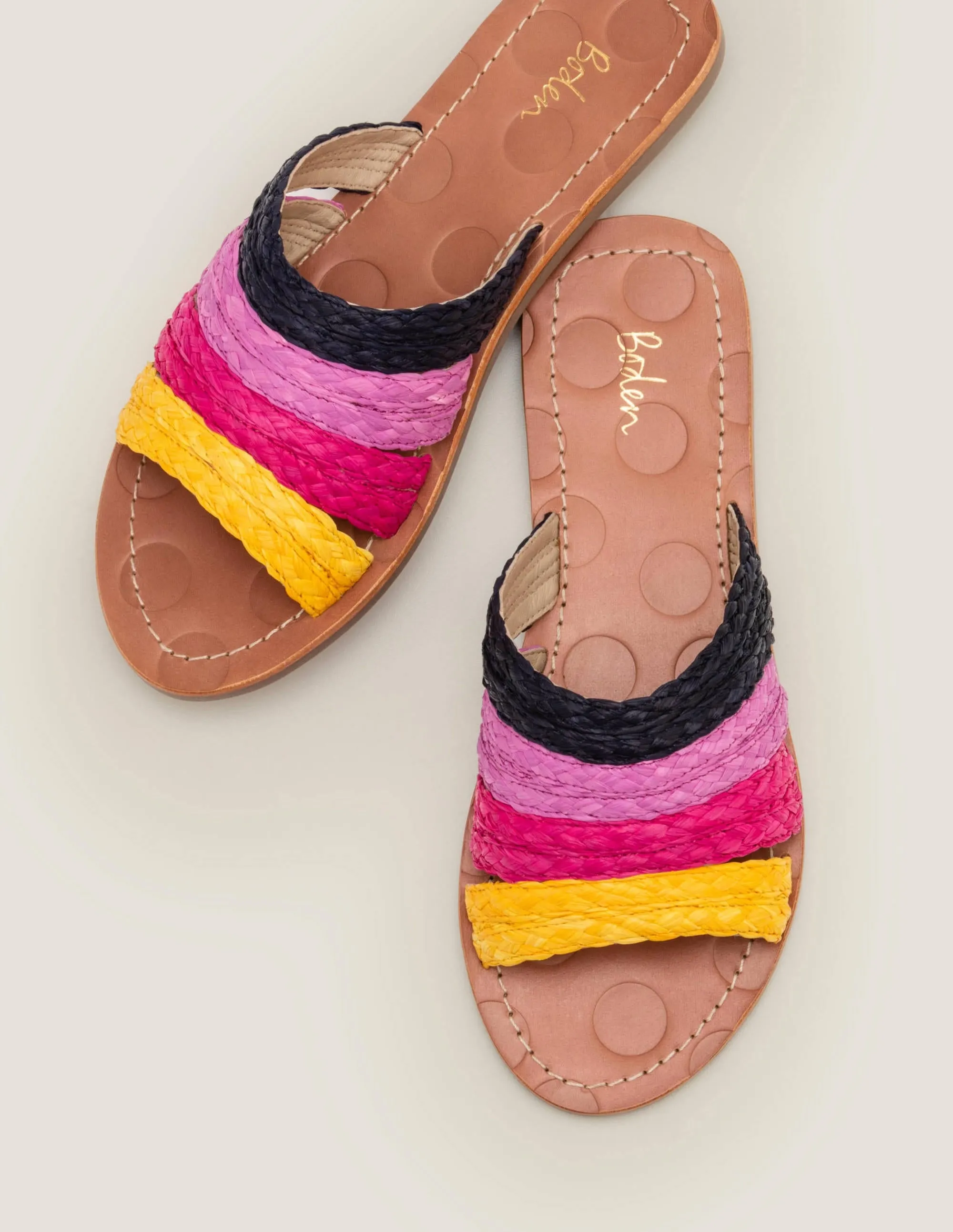 Leonora Raffia Slides-Multi