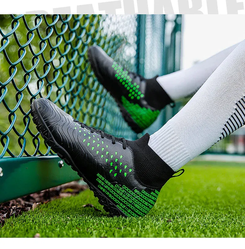 Men's  Synthetic Leather High-Top Football Turf Sports Shoes