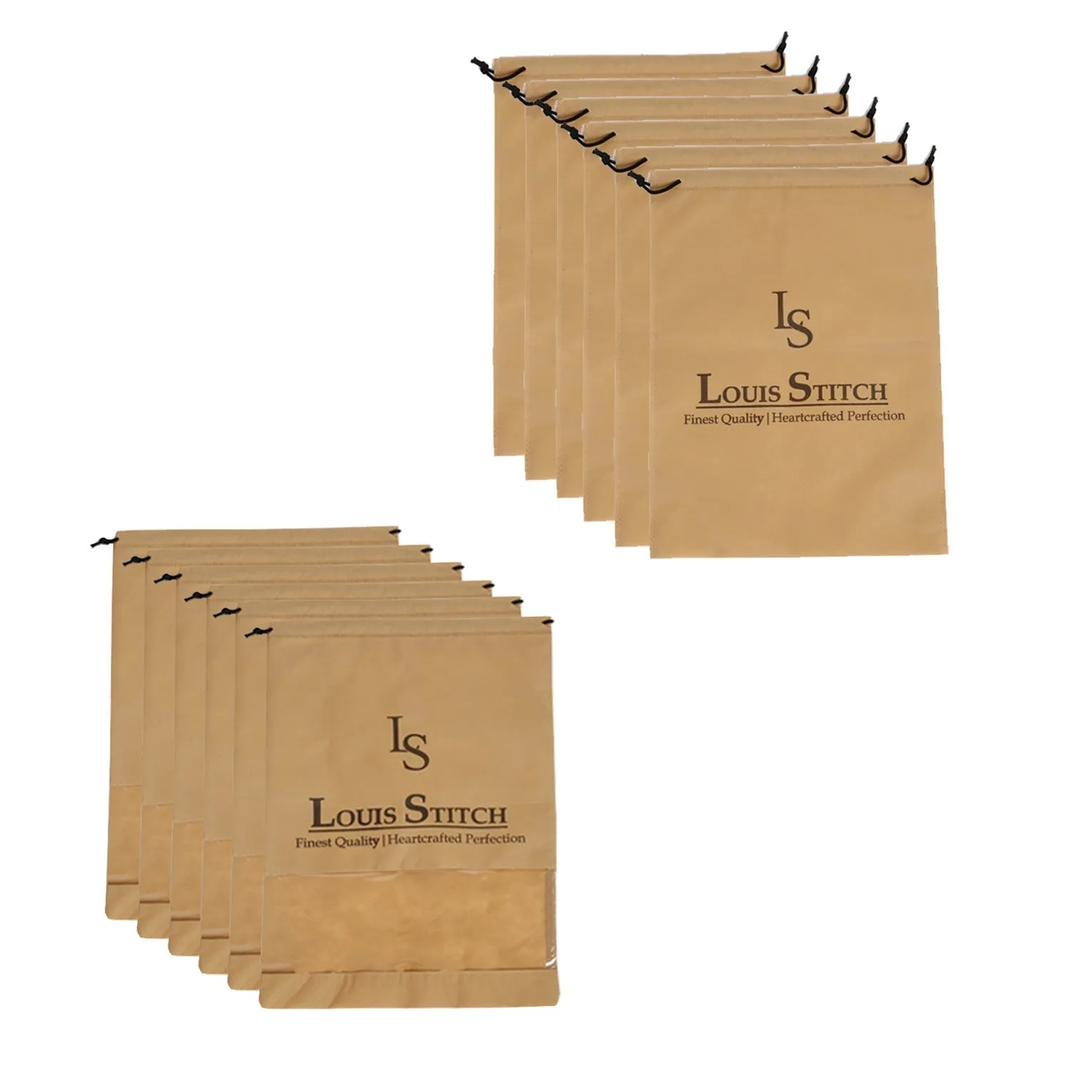Non Woven Shoe Bag Pack Of  12 Beige Plain & See-Thru