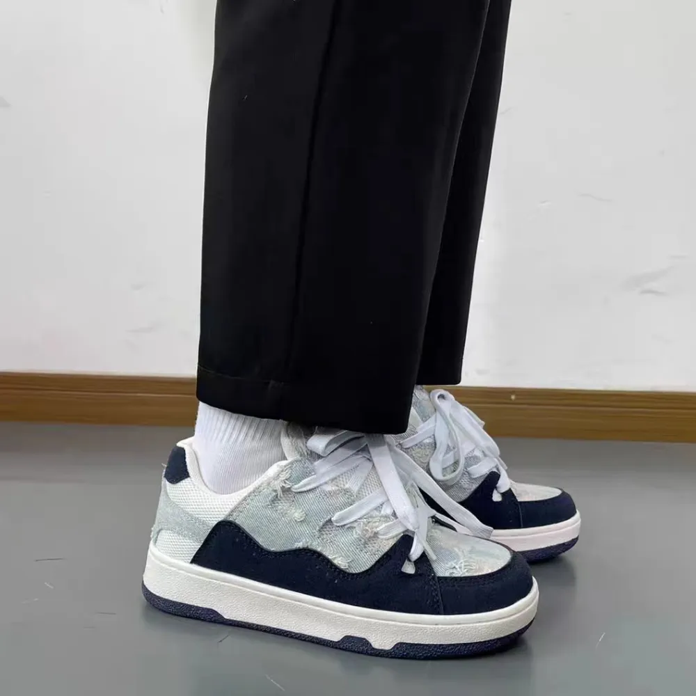 Street Denim Distressed Sneakers