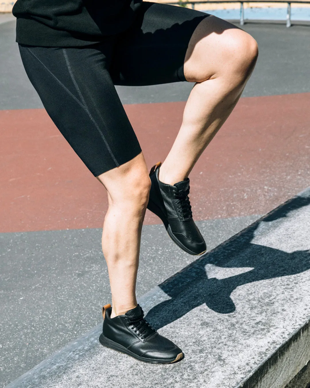 The Henry Mid Trainer / Leather / Black & White by YORK Athletics Mfg.