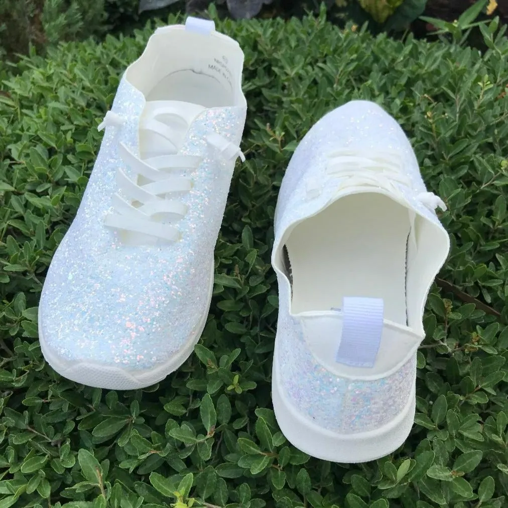 White Glitter Mayo Easy Slip on Sneaker