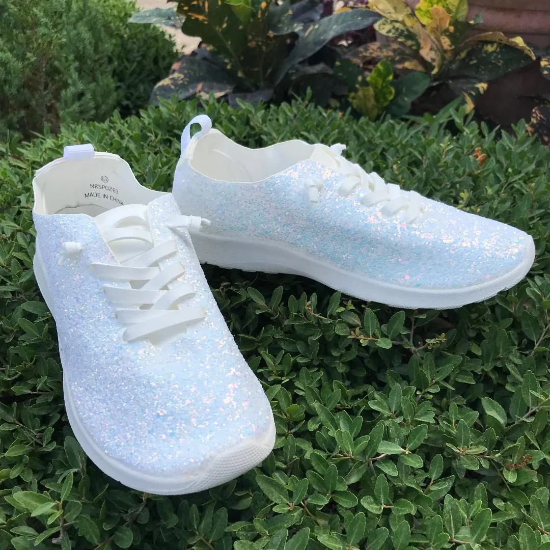 White Glitter Mayo Easy Slip on Sneaker