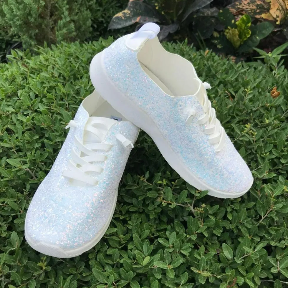 White Glitter Mayo Easy Slip on Sneaker